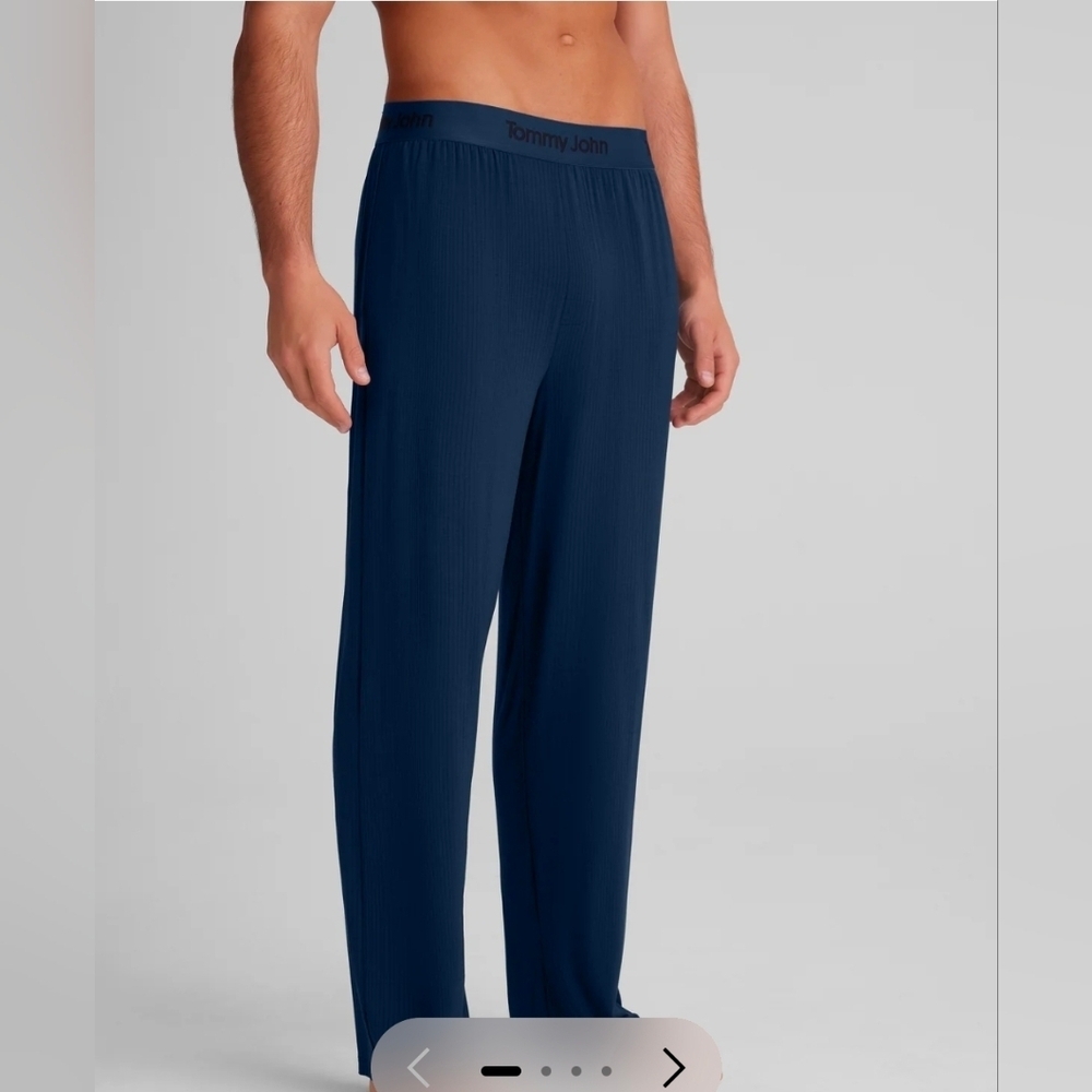 Tommy John Mens Second Skin Luxe Rib Dress Blue Luxe Sleep Pants Size Small